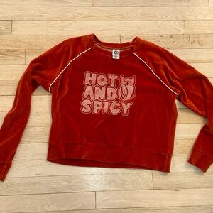 Rust colored 'Hot and Spicy' Hooters Graphic Sweatshirt